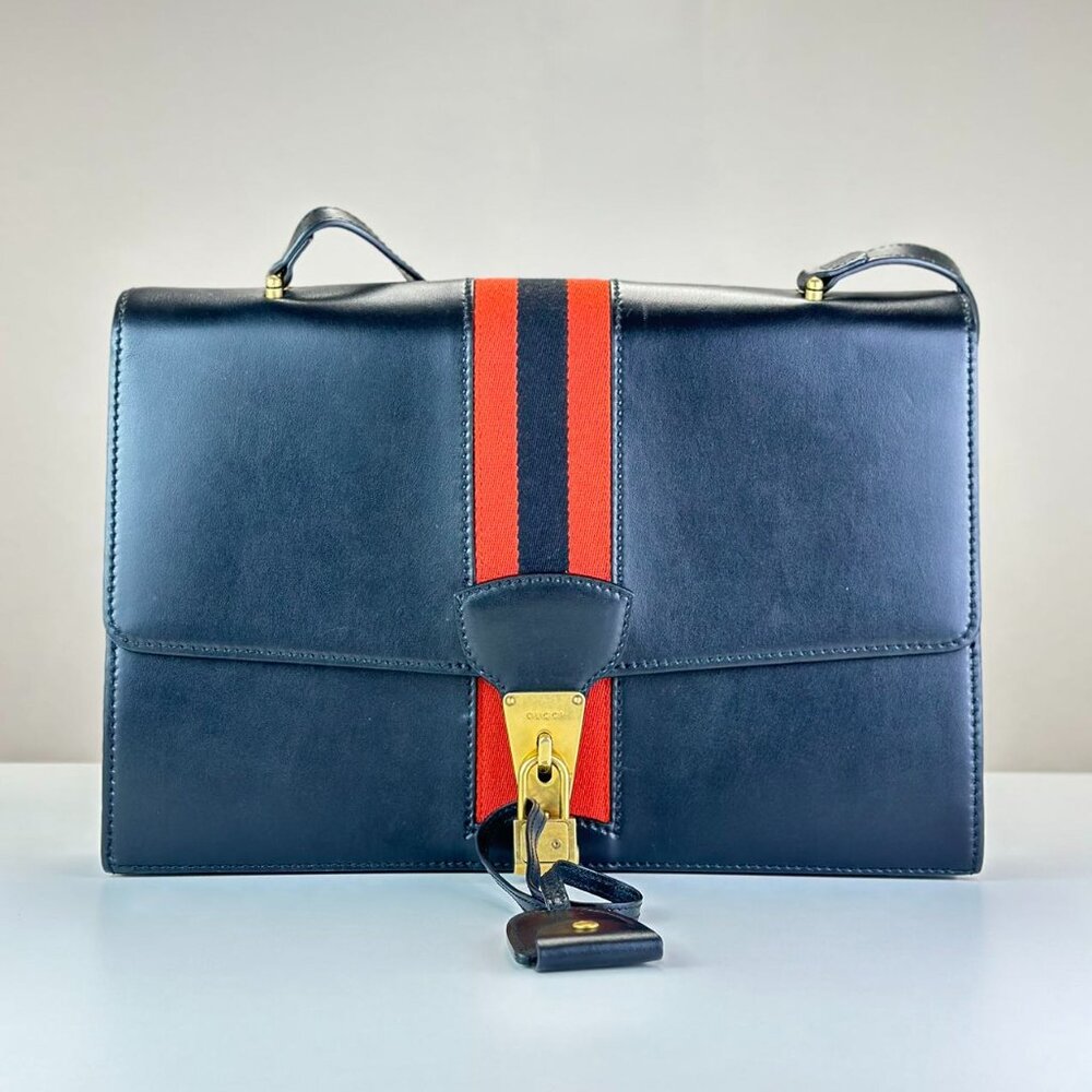 Gucci Black Leather Large Shoulder Bag Crossbody